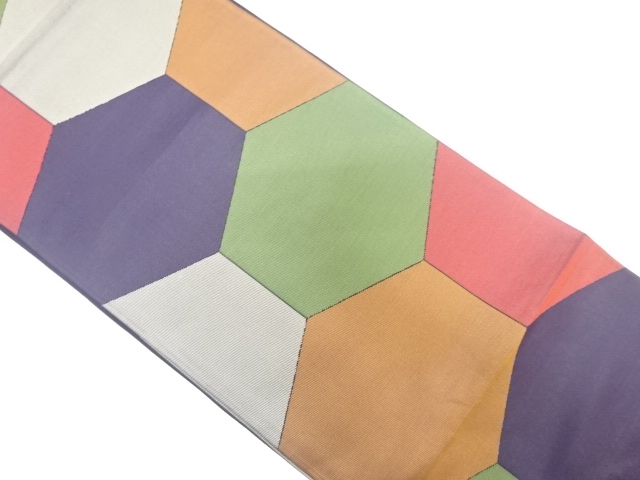 亀甲繋ぎ模様織出し袋帯